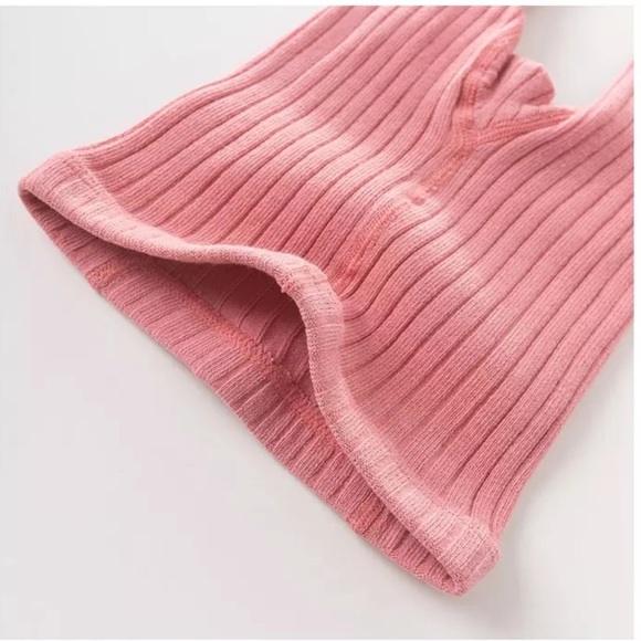 🌸 Pink Ribbed Cotton Leggings trendy and CUTE!! - Picture 2 of 8